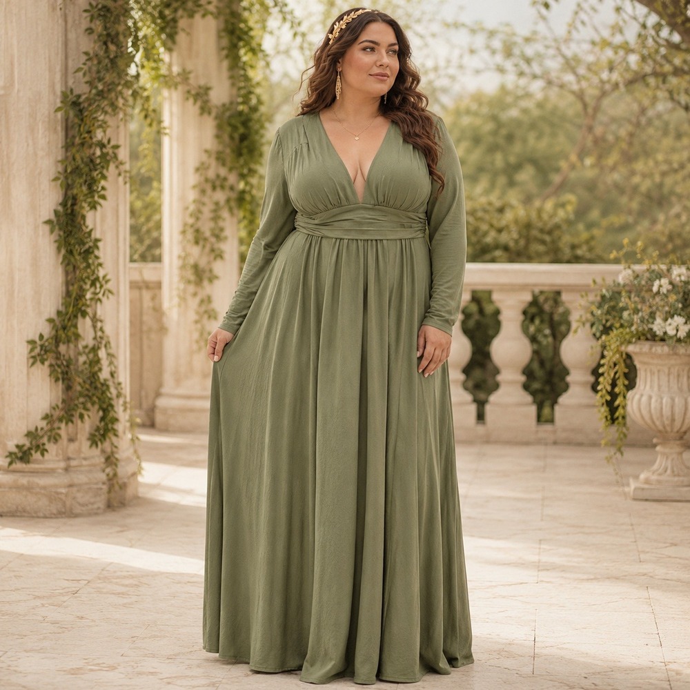 Baltic Born Arianna 3X Olive Green Grecian Maxi Dress Ren Faire Goddess Fantasy